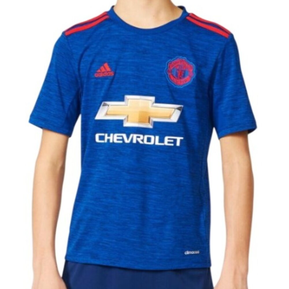 Adidas The Red Devils Boys Manchester United Soccer Jersey Shirt Blue Sz 15-16Y